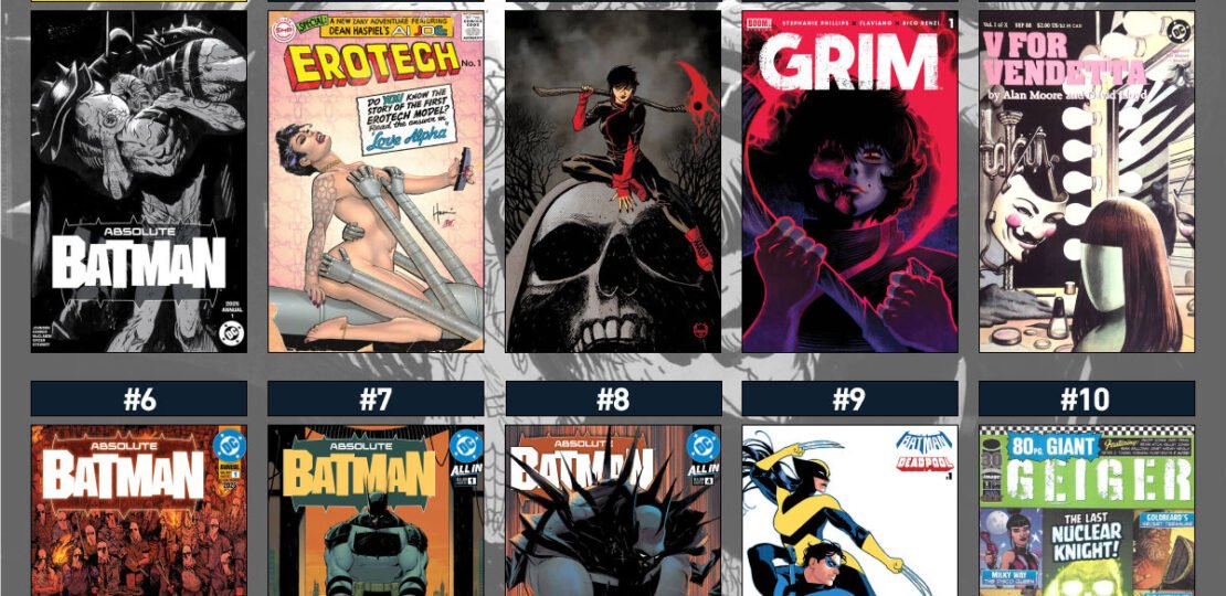 이번 주 코믹스 Top 10: Absolute Batman, Erotech, Grim & V4V – 핵심 영어 문장 + 번역